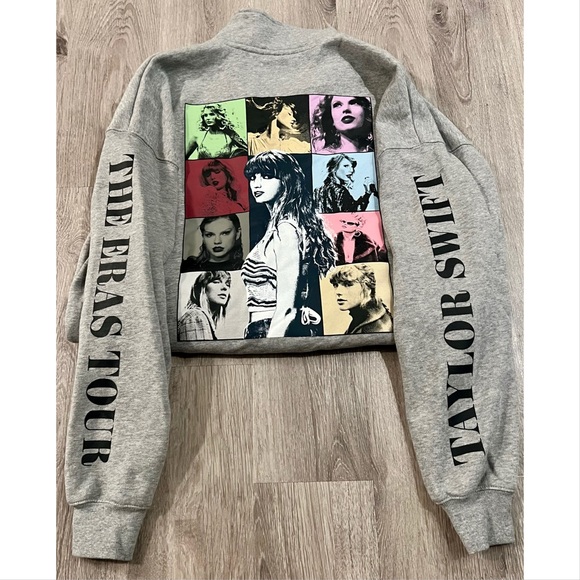 Taylor Swift Tops - Taylor Swift The Eras Tour Gray Quarter-Zip Graphic Sweatshirt